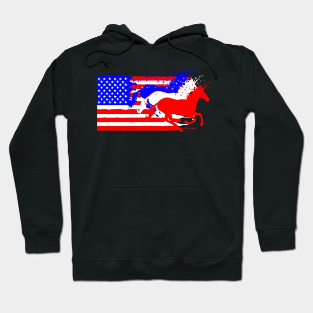 4th of July American unicorn flag Hoodie by Mandz11